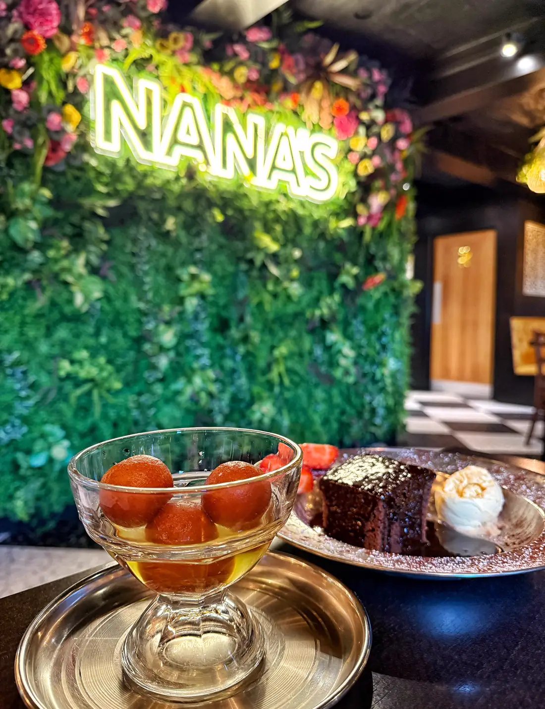 Celebration plates and dessert at Nana's